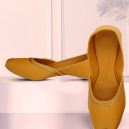 Latest Designer Punjabi Jutti Traditional Jutis Ethnic Nagra Jutis For Women (Yellow) Jutis For Women-image-5