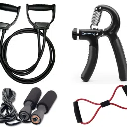 Double Toning Tube, Hand Gripper, Skipping Rope and Resistance Tube for Workout Fitness Accessory Kit Kit-picture-27