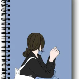 Girl Art Illustration Diary - 140 Pages | Free Sticker | Wiero Premium Notebook A5 Diary unruled 140 Pages-image-0