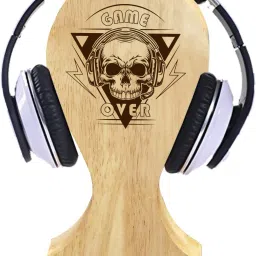 graphicalmela Wooden Headphone Stand for Desk, Game Over Design/Headphone Holder for Gaming, Home Office and Internal Calling Headphone Stand-image-26