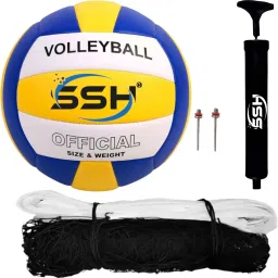 SOFT SYNTHETIC VOLLEYBAL (SIZE - 4) WITH NYLON NET AND WITH AIR PUMP Volleyball - Size: 4-14