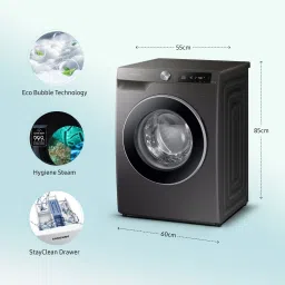 samsung 9 kg 5 Star, Eco Bubble Technology with Super Speed, AI Control , Wi-Fi Enabled , Digital Inverter Motor,Hygiene Steam, Fully Automatic Front Load with In-built Heater Black image 5
