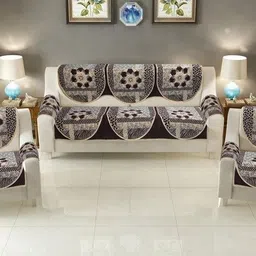 nendle Polyester Floral 3+1+1 Seater Sofa Cover-picture-43
