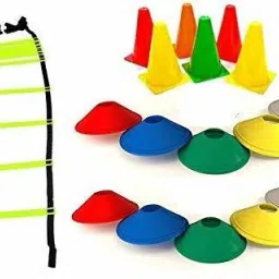1 Agilit Ladder 2 Mtrs, 6inch Cone Marker (Set of 6) Soccer Cone (Set of 6) Football & Fitness Kit-image-37
