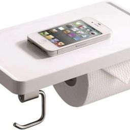 Paper Holder White (With Shelf) Stainless Steel Toilet Paper Holder-image-73