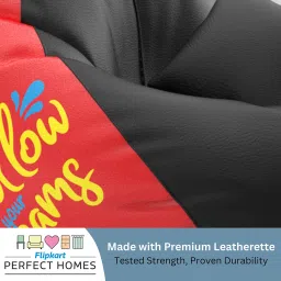 XXXL PatternPuff Bag With Free Cushion and Puffy , Follow Your Dreams - Black Red Teardrop Bean Bag With Bean Filling-image-65