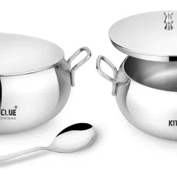 Stainless Steel Serving Bowl Set With Serving Spoon, Belly Bowl Set 2000 ML Container, Bowl Serving Set-10