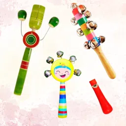 Handcrafted Wooden Rattles Set Fruit Colour Dye finished Wooden Toys Rattle-6