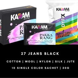 Fabric Dye Colour, Shade 27 Jeans Black, Pack of 10 Single Color Pouches-image-5