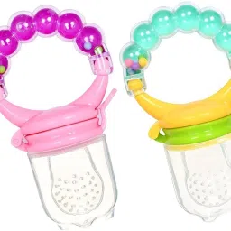 Pack of 2 Baby Fruit Vegetable Food Feeder Rattle Massaging Silicone Soothers Feeder-21