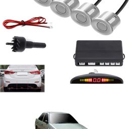 4Silver Parking Sensor With LED Display Increased Safety For Car-96 Universal 4 Silver Reverse Parking Sensor With LED Display For Cars-96 Parking Sensor-image-80