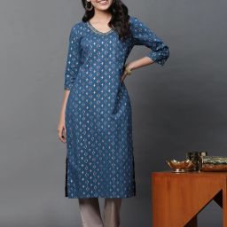 Women Printed Pure Cotton Straight Kurta-image-30