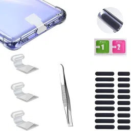 MAK Type C Port Adhesive Dust Protection Caps (3Pc),Dustproof Net Stickers (10S+10L) Power Port White Anti-dust Plug-5