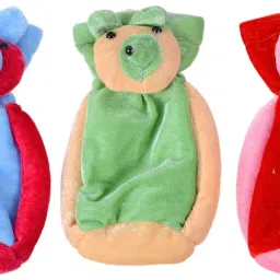 Soft & Cute Printed Fancy Baby Milk Feeding & Nursing Bottle Cover Teddy shape Feeder Elastic Closure Pack Of 3 Pc-picture-2