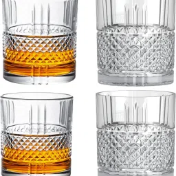 (Pack of 4) Prism Pattern Water Juice Plastic Glasses Set Of 4 Glass Set Glass Set Water/Juice Glass-6