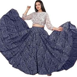 Women Solid A-line Blue Skirt-image-25