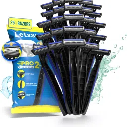 Pro 2 Disposable Shaving Razors for Men with Rubber Grip Pack of 25, Men-66