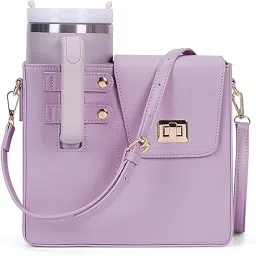 Portable Crossbody Tumbler Holder Bag with Purse Compartment-24.5 x 20 x 10.5cm-81