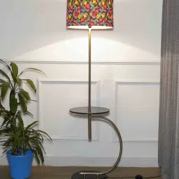 kapoor lampshades Multicolour Shade Shelf Floor Lamp With Metal Base-picture-26