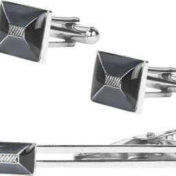 Shining Jewel Brass Cufflink & Tie Pin Set-image-2