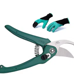 Garden Scissors Pruning Flower Cutter Branch Trimmer Carbon Steel Blade with Lock (996) & Garden Genie Gloves with Built in Claws for Digging Planting Nursery Plants, Garden Gloves(701-1) Garden Tool Kit-image-50