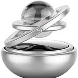 Metal Car Double Loop solar Fragrance Double Ring with Glass Ball Rotating Car Aromatherapy Home office Air Fresher Decoration Perfume diffuser (Silver) Air Purifier-image-20