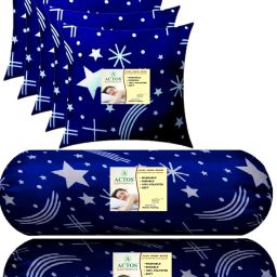 Combo Set Of 5 Cushion And 2 Microfibre Nature Bolster Pack of 7-image-88