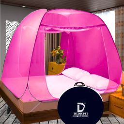 Polyester Adults Washable PINK- machhardani 5 6 steel pipe t connector for mosquito net stand macha Mosquito Net-15