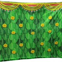 Ganesh Ji Backdrop Cloth - Aari Taku: (8 Feet Height * 8 Feet Width) Curtain Fabric-42
