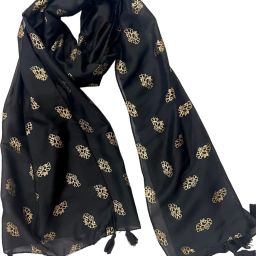 Geometric Print Polycotton Women Black Stole-picture-23