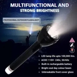crentila 2 In 1 Long Range 50 Watt Led Torch With Back Light Duel Battery Torch image 4
