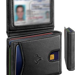 Men Trendy Black Genuine Leather RFID Card Holder-image-21