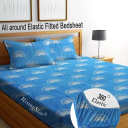 250 TC Cotton King Striped Fitted (Elastic) Bedsheet-picture-24