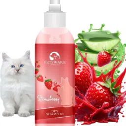 Cat Dry Shampoo for Water Free Bath|Dry Bath with Aloe Vera & Rosemary Extracts Conditioning, Hypoallergenic, Allergy Relief, Flea and Tick, Anti-itching Strawberry Cat Shampoo-14