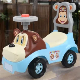MONKEY FACE, KIDS CAR FOR 1 TO 2 YEAR KIDS ONLY, LIGHT & MUSIC WITH BACK REST Car Non Battery Operated Ride On-18