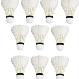 Badminton Shuttlecock Pack of 10 Feather Shuttle Cock Feather Shuttle- White-14