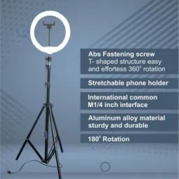 FIXTSON 10“ Ring light with 3 color modes with 7 ft tripod making you tube video Ring Flash image 5