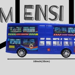neoinsta shopping Big size friction powered double decker bus toy Blue color image 5