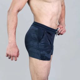 men grey-black printed swimming trunks with contrast waistband Printed Men Swim Bottom Grey Swimsuit-image-54
