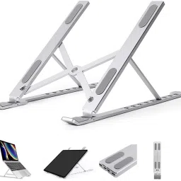 Tamworth Laptops and Tablets Aluminium Laptop Stand for Table, Laptop Holder for Bed & Table Adjustable Aluminium Floor and Desk Stand Laptop Stand with Adjustable Height Compatible with Universal Laptops-17