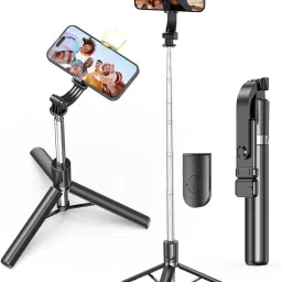 MAK 360° Rotatable Head, Rechargeable LED Light, Vlogging/Photography Bluetooth Selfie Stick-20