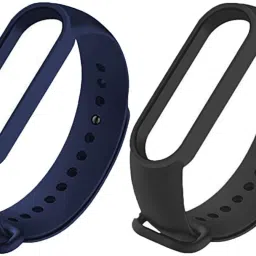 UNQT Mi Band 5 & 6 Band Strap Mi M5 & Mi M6 Black & Navy Blue, Pack of 2 Smart Band Strap-16
