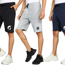 Pack of 3 Self Design Men Silver, Dark Grey, Blue Regular Shorts-picture-17