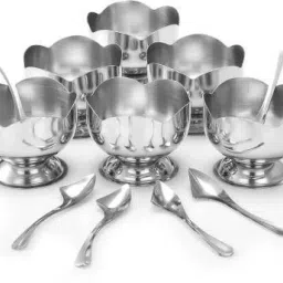 6 PCs Ice Cream Bowl Dessert Cup & Spoon Set Kitchen Dinner Set Bowl Set Bowl, Spoon Serving Set-13