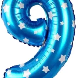 Solid Blue Foil Number 9 Letter Balloon-11