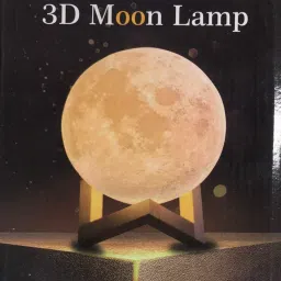 rentoor Premium 3D Moon Touch Sensor with Wooden Stand Bedroom Decoration Lamp Table Lamp image 3