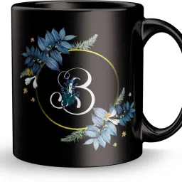 B Letter Flower design print gift for Boyfriend Ceramic Coffee Mug-image-75