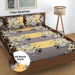 144 TC Microfiber King 3D Printed Fitted (Elastic) Bedsheet-picture-22