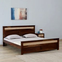 woodsworth from pepperfry Glasgow Sheesham Wood Queen Size Bed In Provincial Teak Finish-picture-43