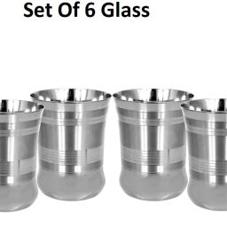 (Pack of 6) High Quality Stainless Steel Tableware Drinkware Tumbler Drinking Glasses Glass Set Water/Juice Glass-17